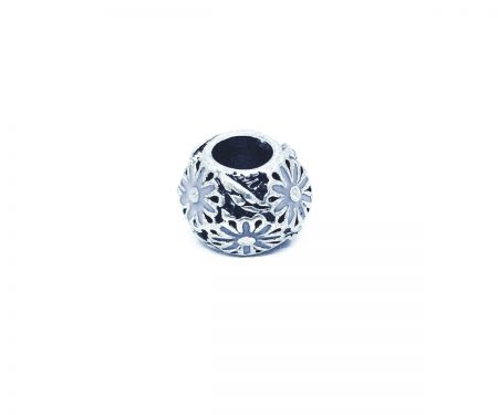 Sterling Silver Flower Round Bead