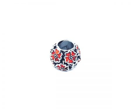 Sterling Silver Enamel Round Bead