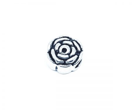 Sterling Silver Rose Round Bead