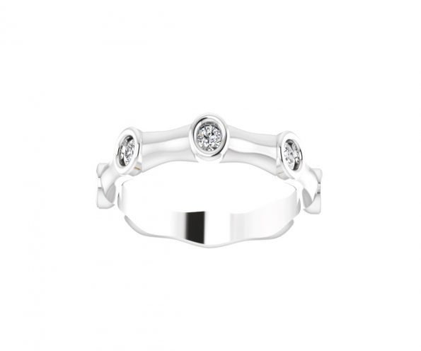 LRN-002 Sterling Silver Cubic Zirconia Band Ring