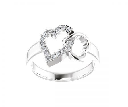 Sterling Silver Heart Cz Ring