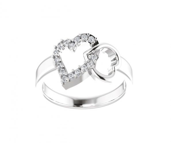 LRN-006 Sterling Silver Heart Cz Ring
