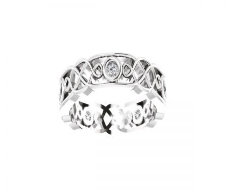 Sterling Silver Cz Wide Band Rings