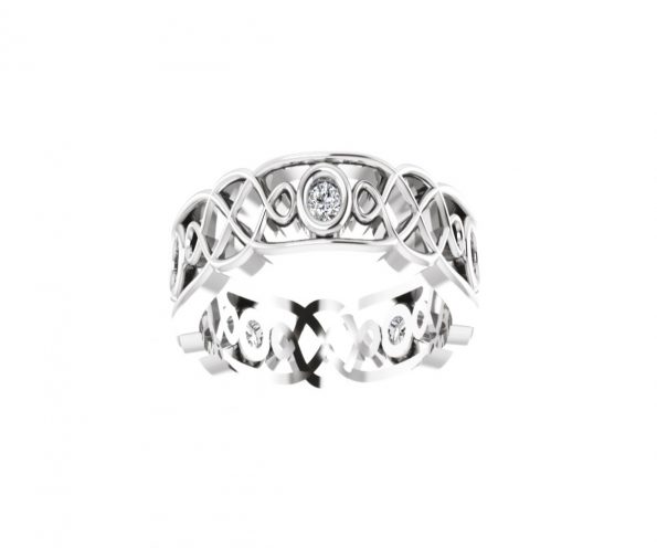 LRN-007 Sterling Silver Cz Wide Band Rings
