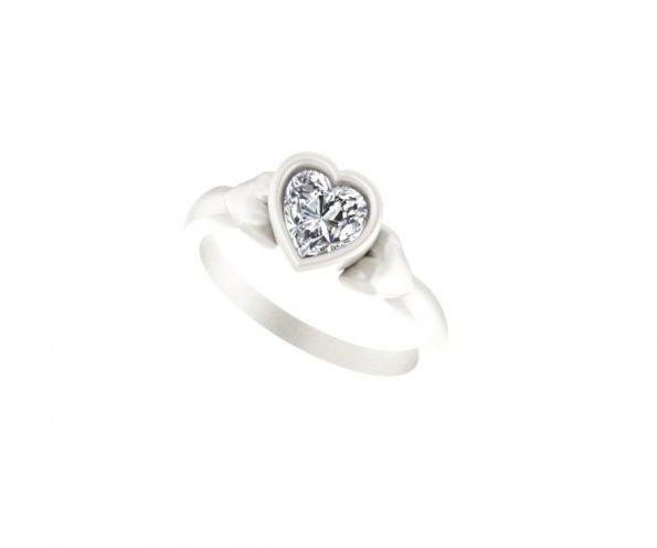LRN-009 Sterling Silver Cz Heart Ring