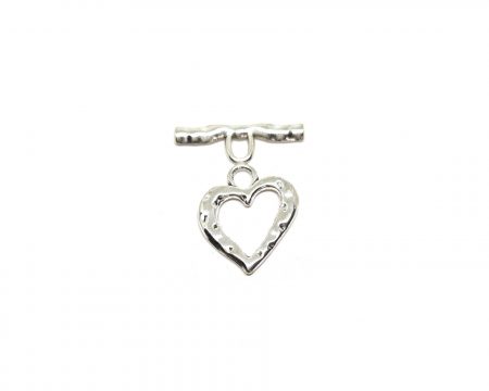 Sterling Hammered Heart Toggle Clasp