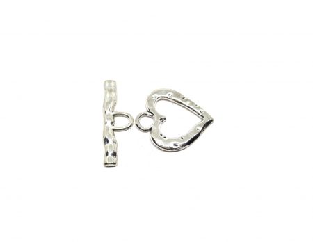 Sterling Silver Hammered Heart Toggle Clasp